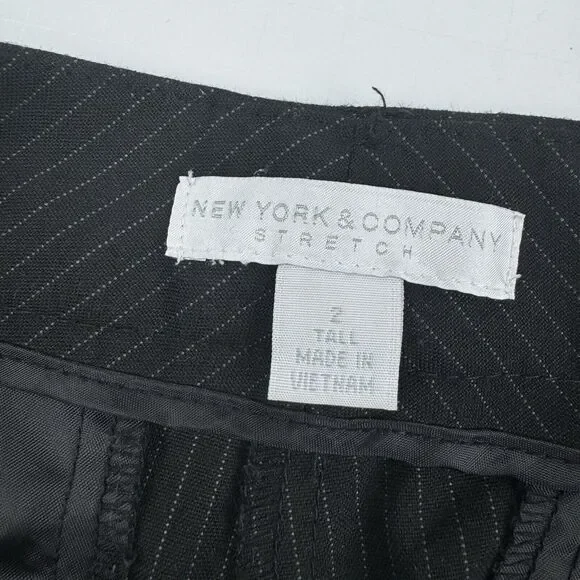 New York & Company Stretch Black Pinstripe Dress Pant Size 2 Tall - Picture 10 of 16